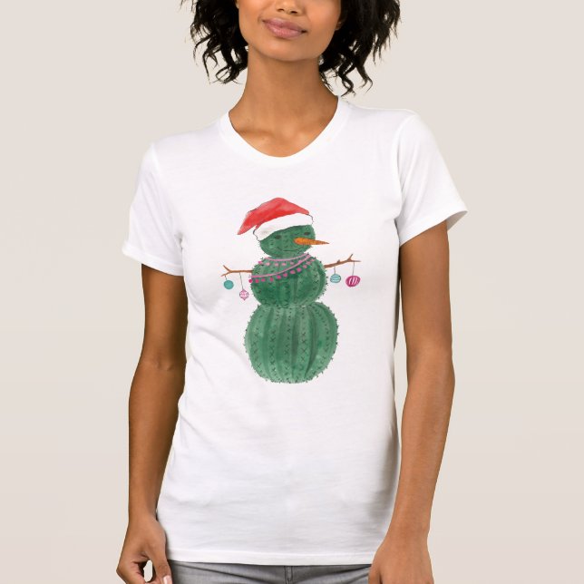 Camiseta Mismo un muñeco de nieve del navidad del cactus (Anverso)