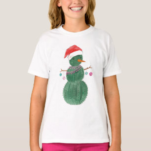 Camiseta Mismo un muñeco de nieve del navidad del cactus