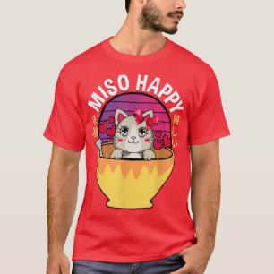 Camiseta Miso Happy Anime Cat Miso Soup Omiotsuke Japonés