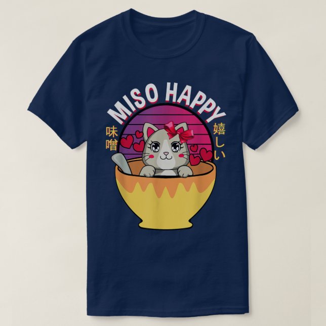 Camiseta Miso Happy Anime Cat Miso Soup Omiotsuke Japonés (Diseño del anverso)