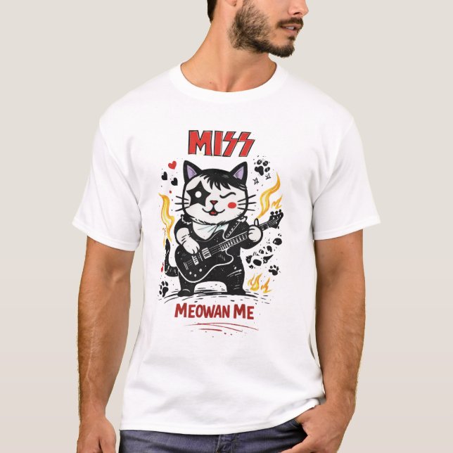 Camiseta MISS – Meowan Me Rock Cat Parody (Anverso)