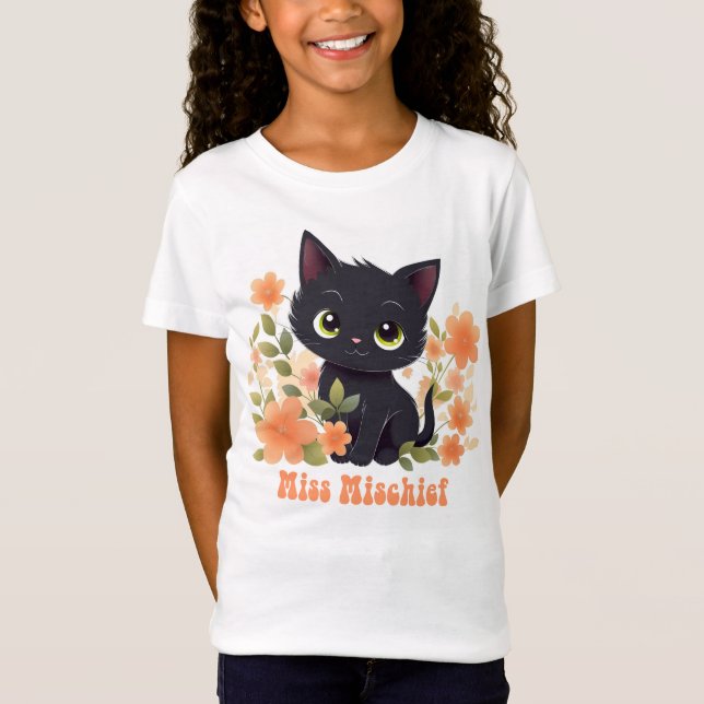 Camiseta Miss Mischief Black Kitty Kawaii Chibi (Anverso)