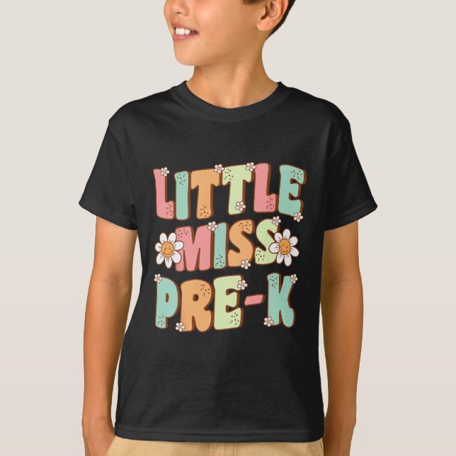 Camiseta Miss Pequeña Chica Preescolar De Vuelta Al Retro E (Anverso)