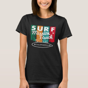 Camiseta Mission Beach California Surfboard Retro Vin