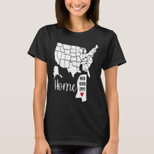 Camiseta Mississippi Home Love US State Map Silhouette