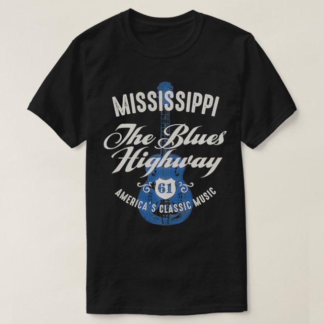 Camiseta Mississippi La Carretera Blues 61 Música Guitarra  (Diseño del anverso)