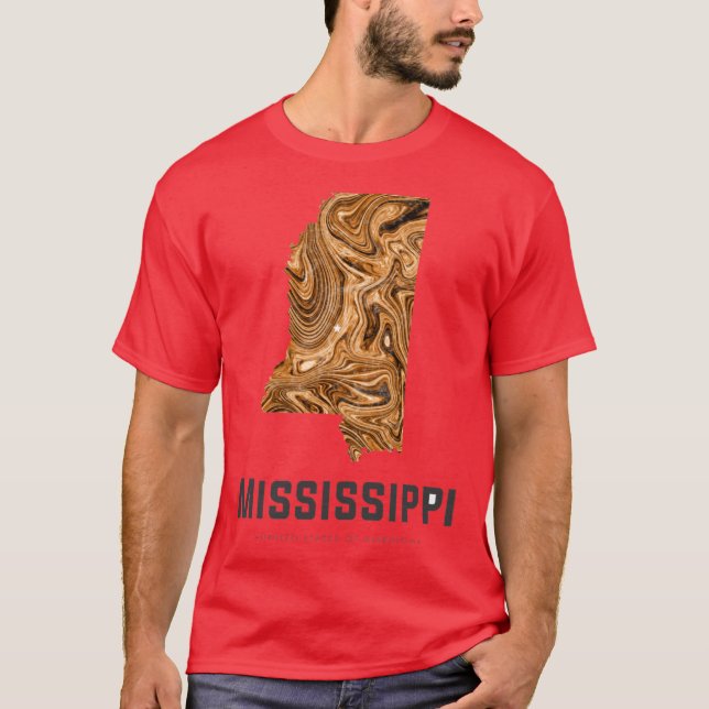 Camiseta Mississippi Map Art Abstract in Brown (Anverso)
