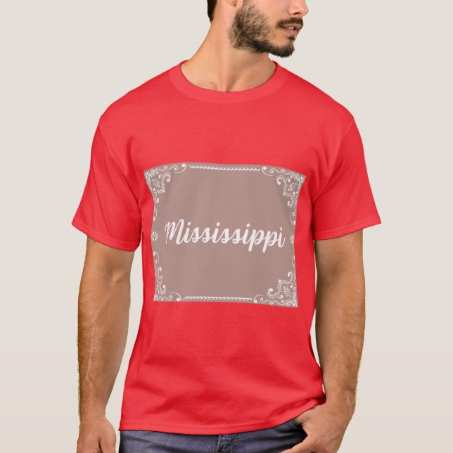 Camiseta Mississippi Monogram Boho Style Pastel Pink (Anverso)