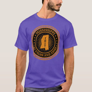 Camiseta Mississippi MS Mapa Eslogan Lema Por Valor y Armas