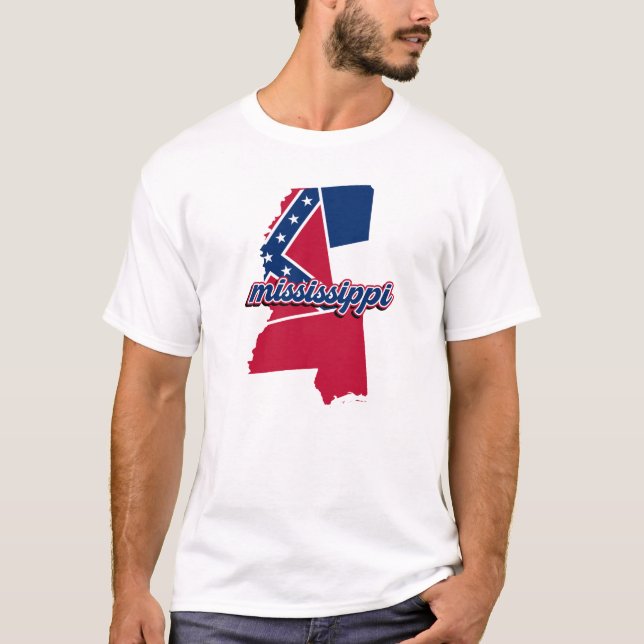 Camiseta Mississippi State Map Graphic with Flag Design (Anverso)