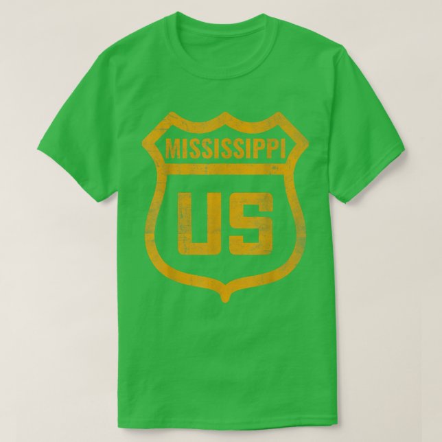 Camiseta Mississippi - US highway distressed weathered look (Diseño del anverso)