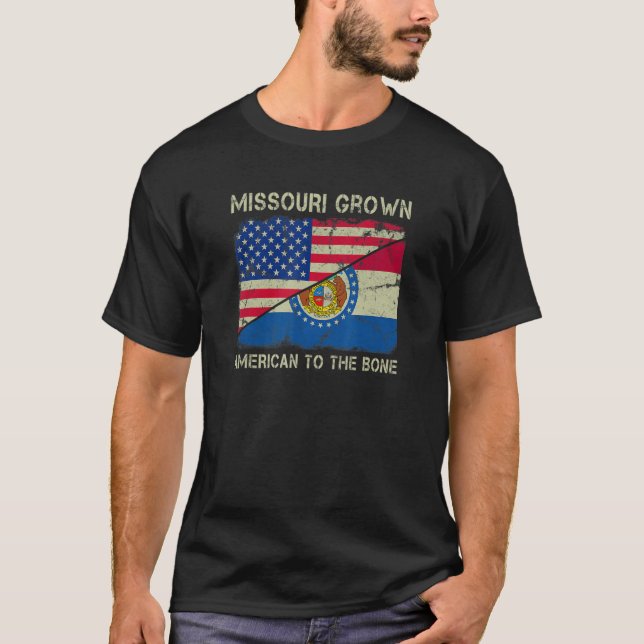 Camiseta Missouri Grown American To The Bone Home State Mis (Anverso)