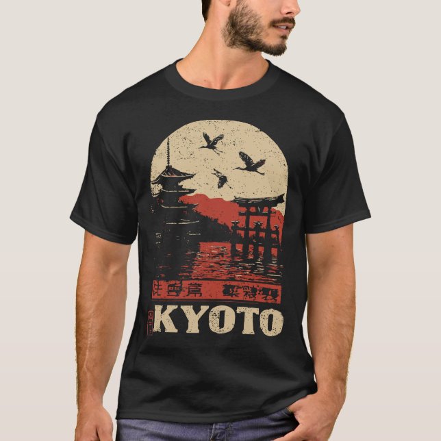 Camiseta Mist de Kyoto - Poster del paisaje urbano de Zen (Anverso)