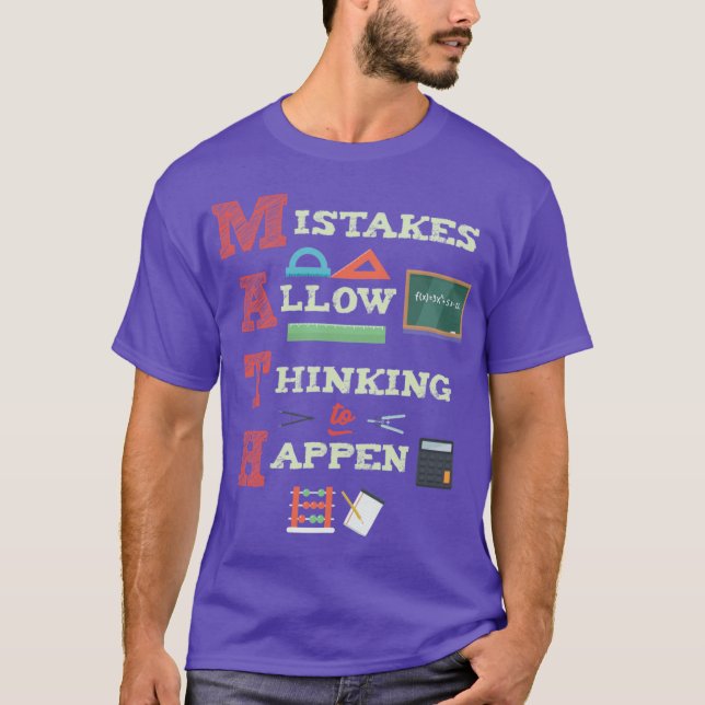 Camiseta Mistakes Allowhinkingo Happen Matheacher retro vin (Anverso)