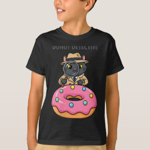 Camiseta Misterio de donut negro de detective de gato diver