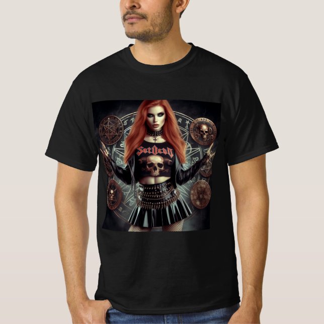 Camiseta Misterio Metalero: Guardiana de los Símbolos (Anverso)