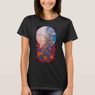 Camiseta Misterioso gato real de la luna con alas de encaje