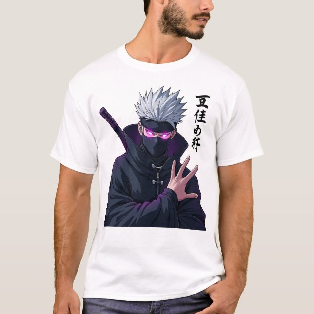 Camiseta Misterioso Ninja blanco-haitiano con ojos brillant (Anverso)