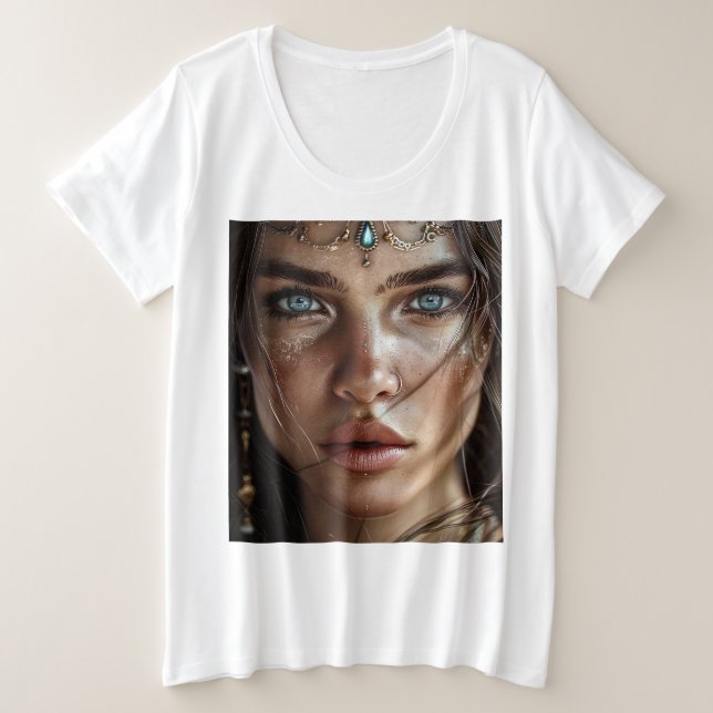 Camiseta mística de una mujer de ojos azules (Anverso del diseño)