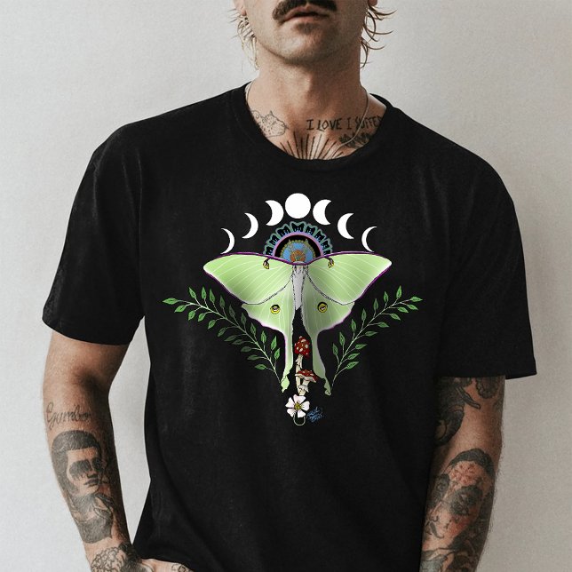 Camiseta Mística Luna Mariposa Etérea Verde Celestial (Subido por el creador)