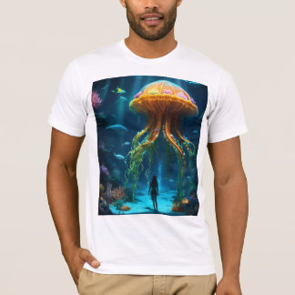 Camiseta mística sobre el océano y la medusa