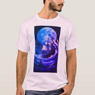 Camiseta Mistical Moonlit Seas Collection: Sirena y barco