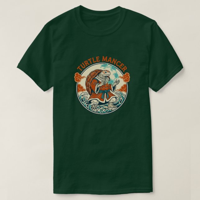 Camiseta Místico de Tortuga Mancer Oleaje Japonés (Diseño del anverso)