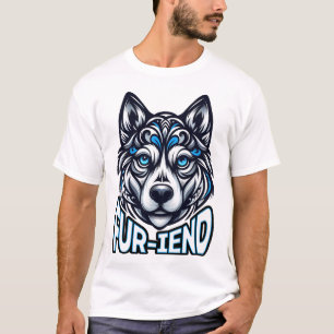 Camiseta Místico Husky: Intrincado Guardián Oído Azul