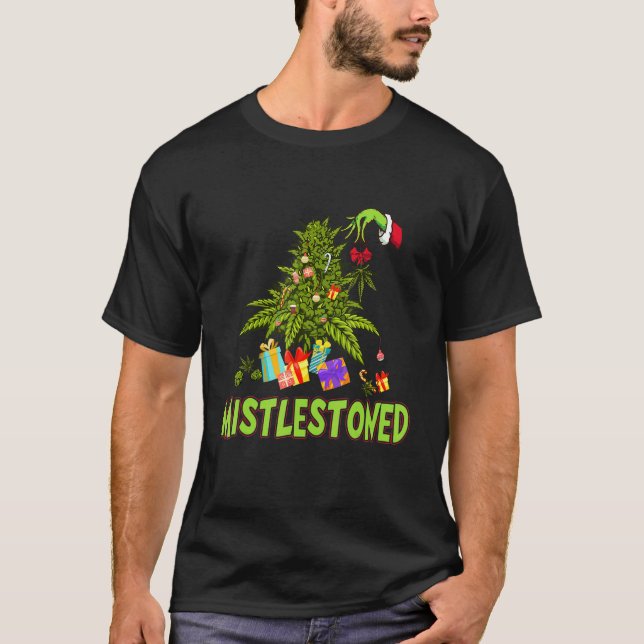 Camiseta Mistlestoned Vintage Christmas Weed Smoker (Anverso)