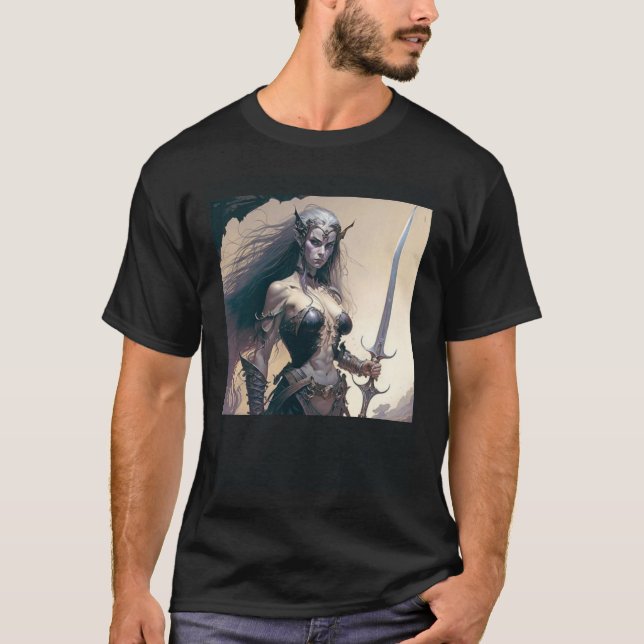 Camiseta Mistress of the Shadows Female Dark Elf Warrior (Anverso)