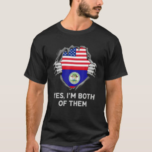 Camiseta Mitad Americano Mitad Beliceño USA Bandera de Beli