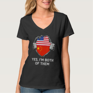 Camiseta Mitad Americano Mitad Chino USA China Bandera Homb