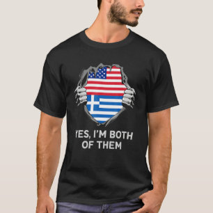 Camiseta Mitad Americano Mitad Griego USA Grecia Bandera Ho