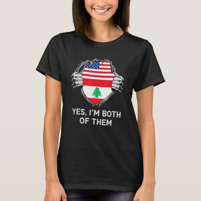 Camiseta Mitad Americano Mitad Libanés Estados Unidos Líban (Anverso)