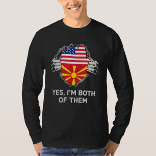 Camiseta Mitad Americano Mitad Macedonio Hombres Mujeres