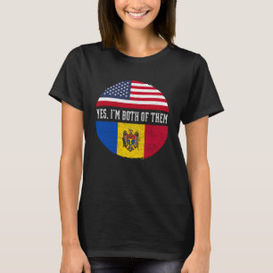 Camiseta Mitad Americano Mitad Moldavo Bandera De EE. UU. H