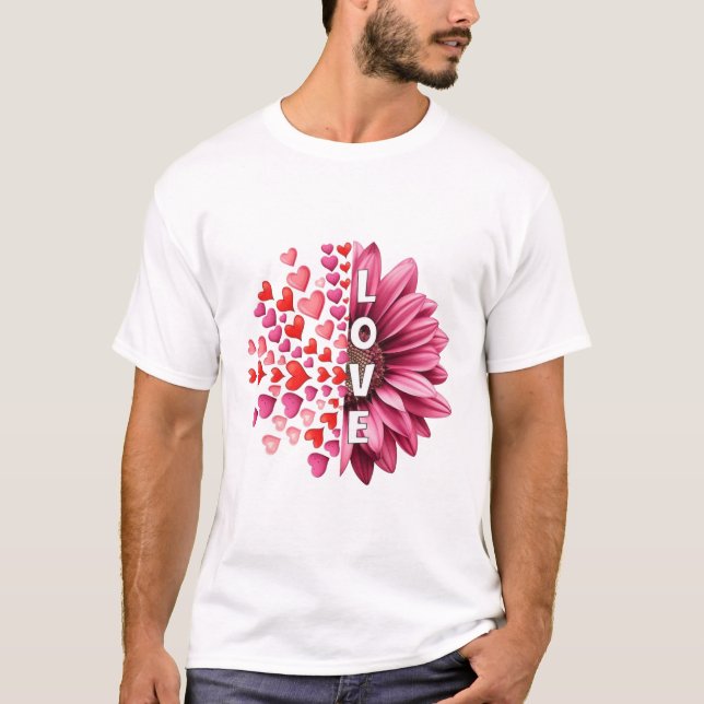 Camiseta Mitad Corazones Mitad Flor Amor (Anverso)