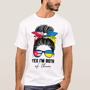 Camiseta Mitad Cun Mitad Chica Ucraniana Cu Bandera De Ucra
