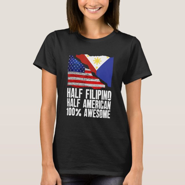 Camiseta Mitad filipino mitad estadounidense Pinoy Filipina (Anverso)