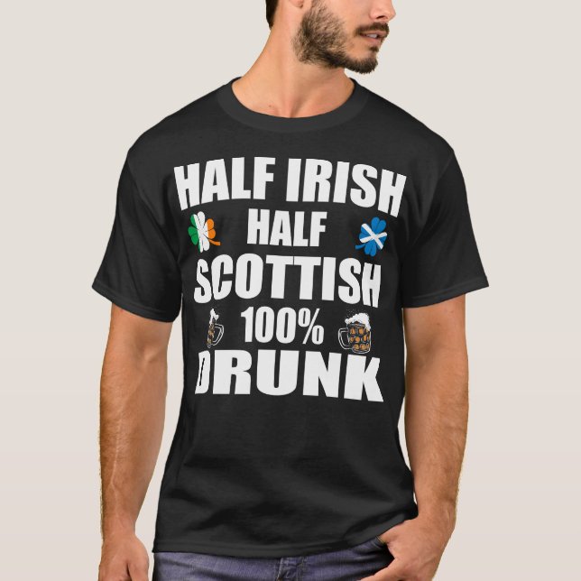 Camiseta Mitad irlandés mitad escocés borrachos (Anverso)