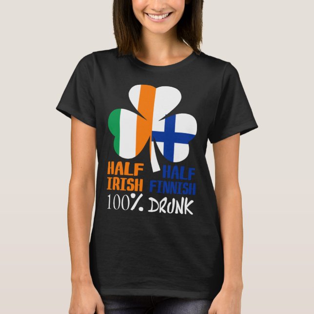 Camiseta Mitad irlandés mitad Finlandés Borracho St Patrick (Anverso)