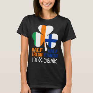 Camiseta Mitad irlandés mitad Finlandés Borracho St Patrick