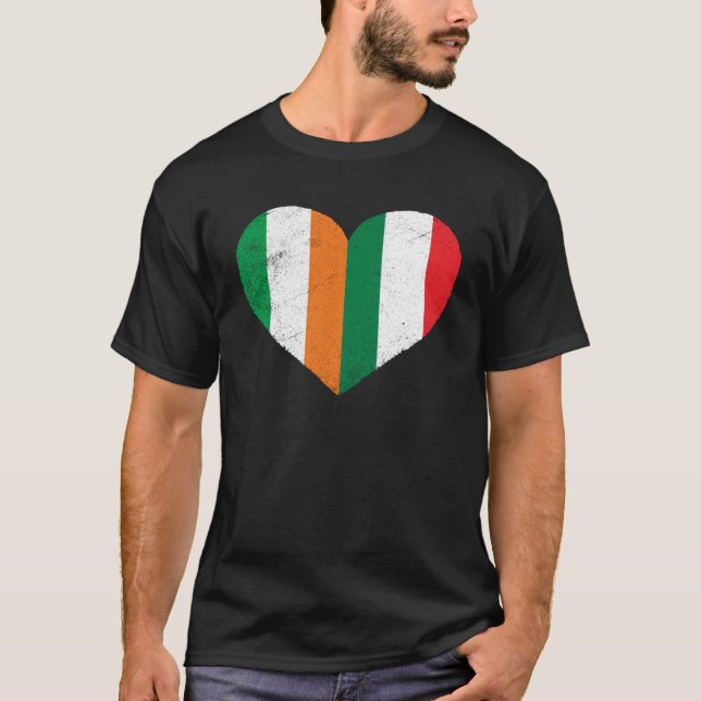 Camiseta Mitad irlandés Mitad Italiano Corazón Irlanda Ital (Anverso)