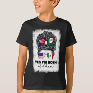 Camiseta Mitad Mexicano Y Americano México América Bandera 