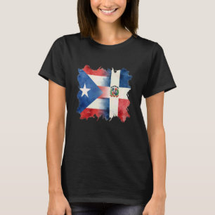 Camiseta Mitad puertorriqueño y dominicano Bandera dominica