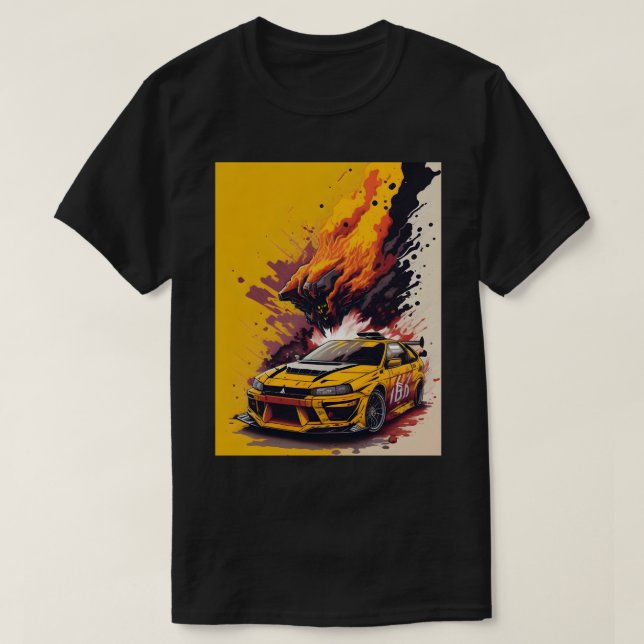 Camiseta Mitsubishi EVO Coolest Car en amarillo (Diseño del anverso)