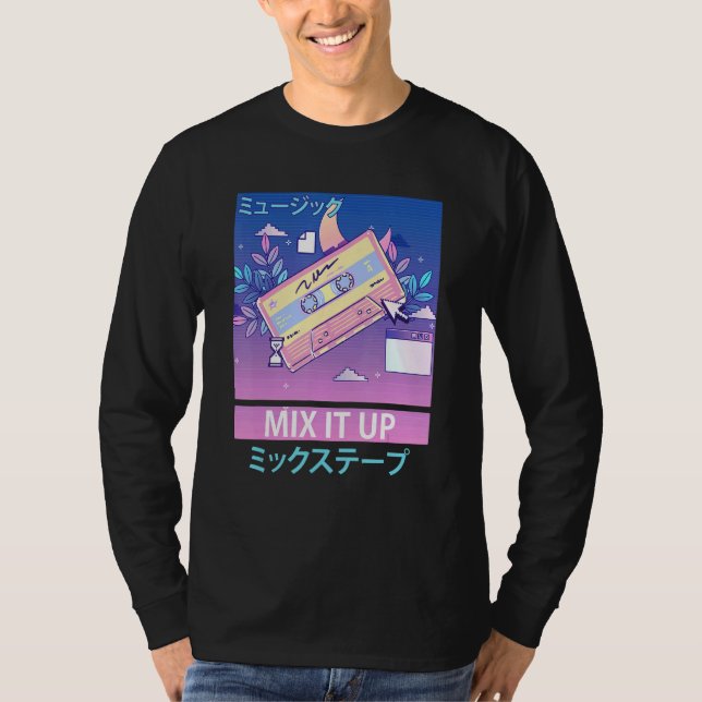 Camiseta Mix Tape Retro 80s Japanese Otaku Aesthetic Vaporw (Anverso)
