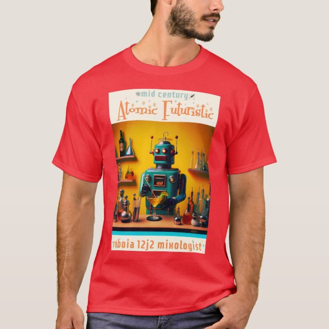 Camiseta Mixólogo de Robot Futurista Retro ROBIA 12J2 (Anverso)