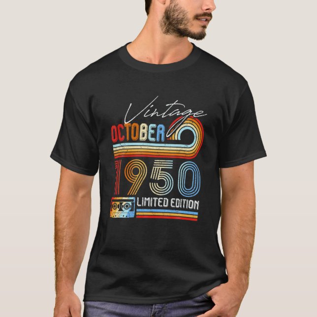 Camiseta Mixtape de época Octubre 1950 Retro 70º cumpleaños (Anverso)