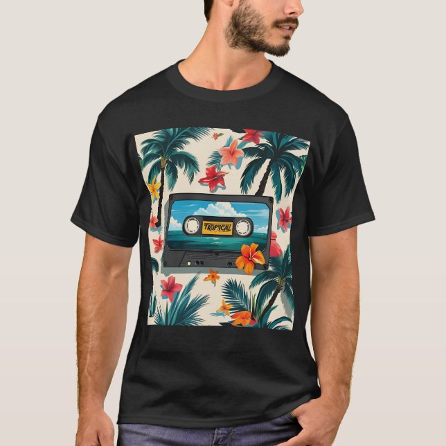 Camiseta Mixtape tropical - Tee de cassette floral (Anverso)
